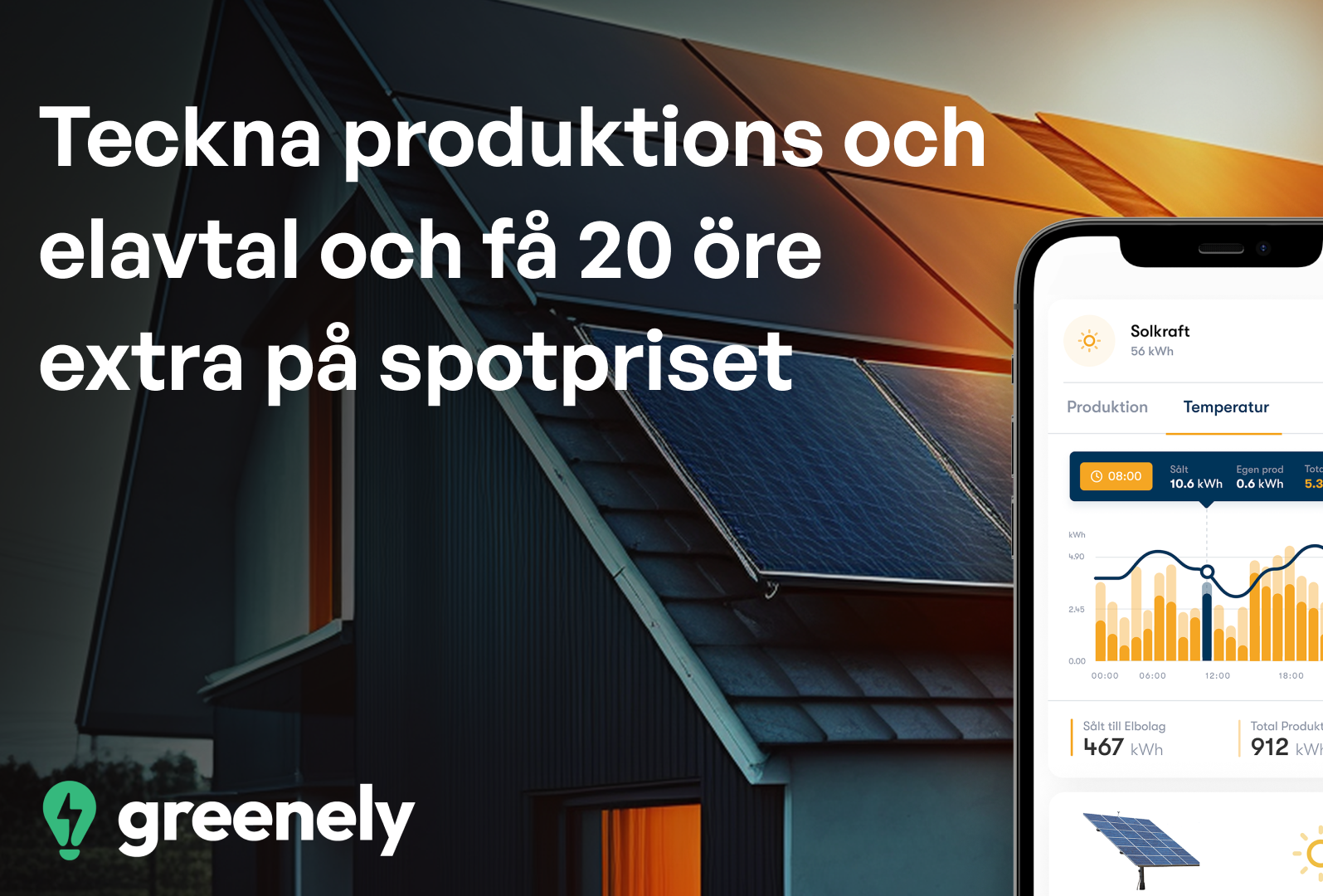 Få 20 öre extra på spotpriset hos Greenely